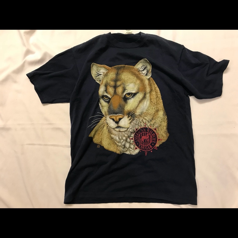 Vintage 1994 COUGAR shirt L 90s wildlife cat